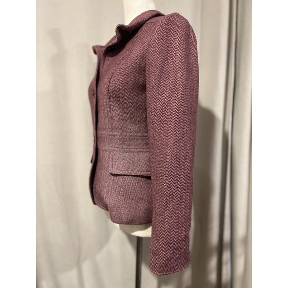 J Crew Women's‎ Blazer Size 2 Wool And Polyester Blend Herring Bone Pattern Gray - Picture 2 of 6